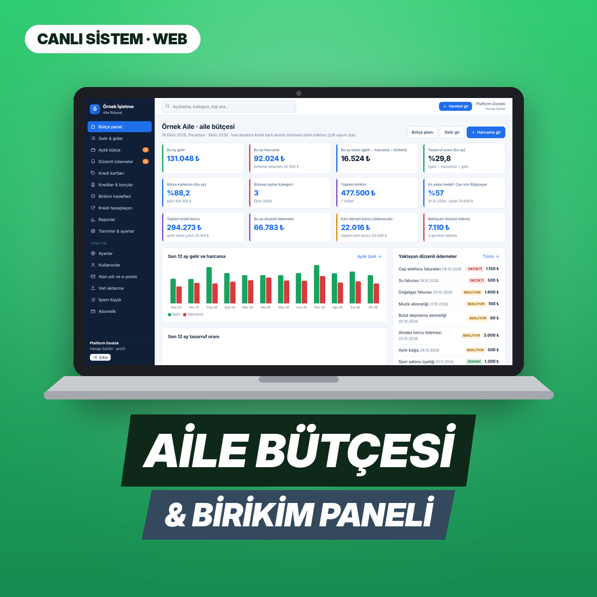Aile Bütçesi — Web Paneli