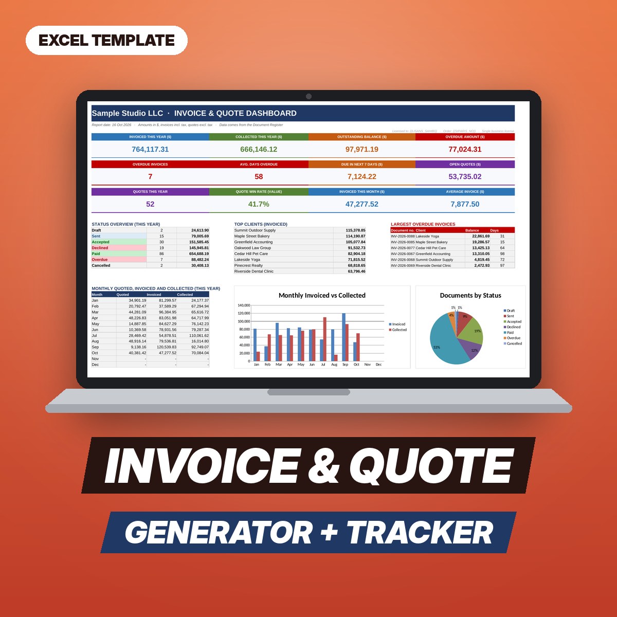 Invoice & Quote Generator – Printable Invoice Template with Tracker