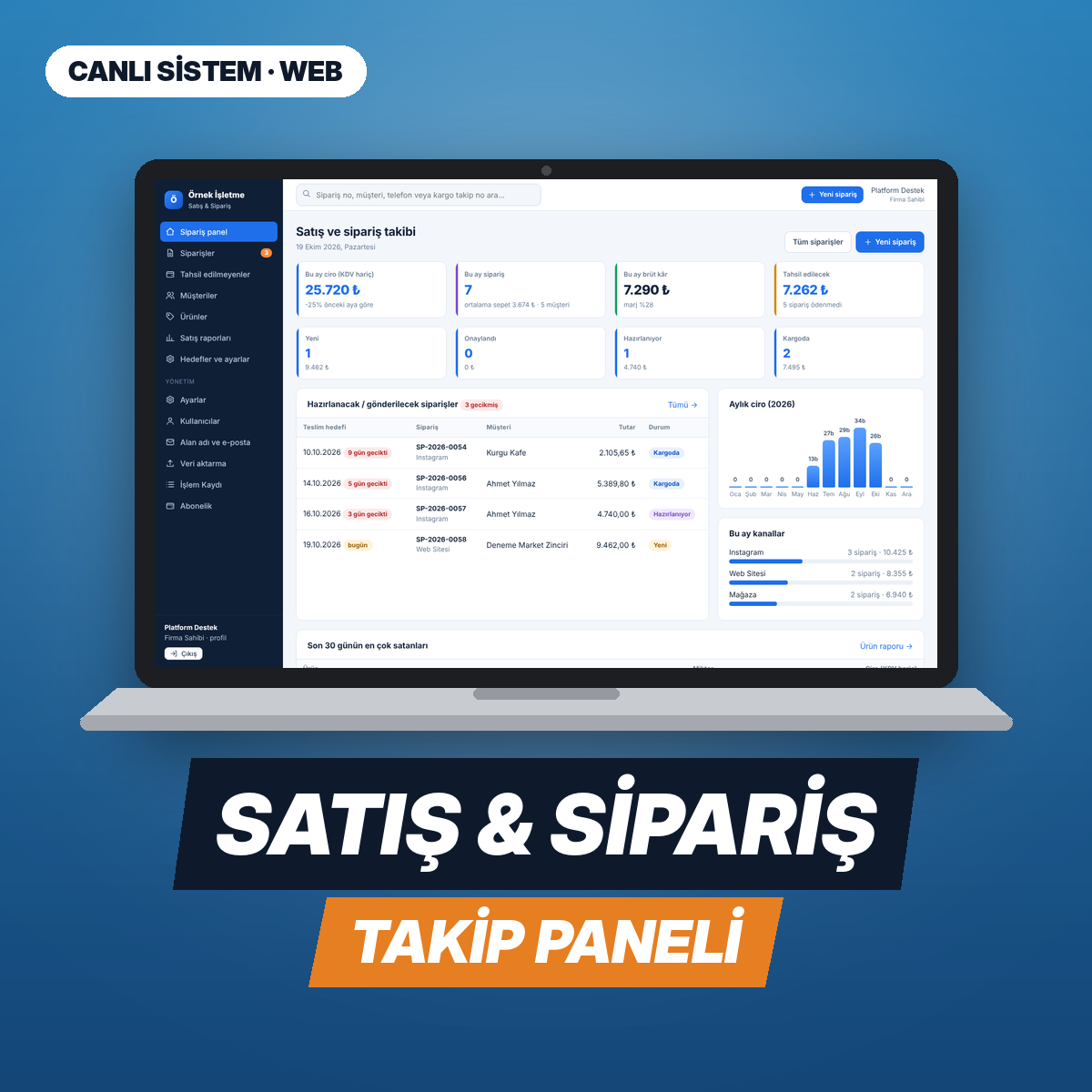 Satış & Sipariş Takip — Web Paneli