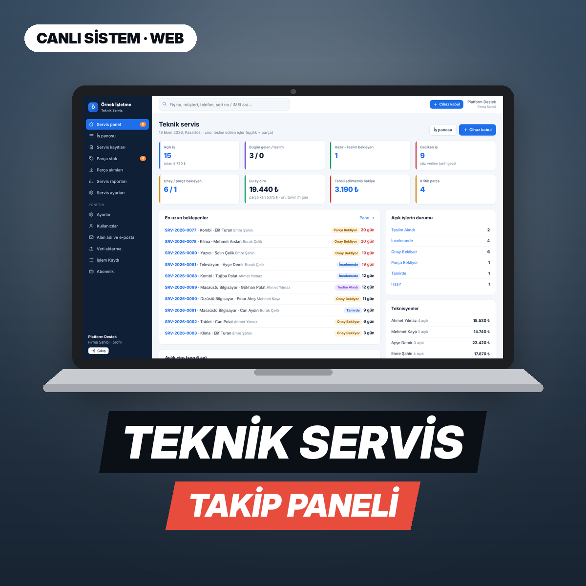 Teknik Servis Takip — Web Paneli