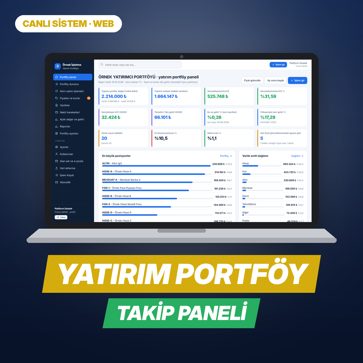 Yatırım Portföyü — Web Paneli